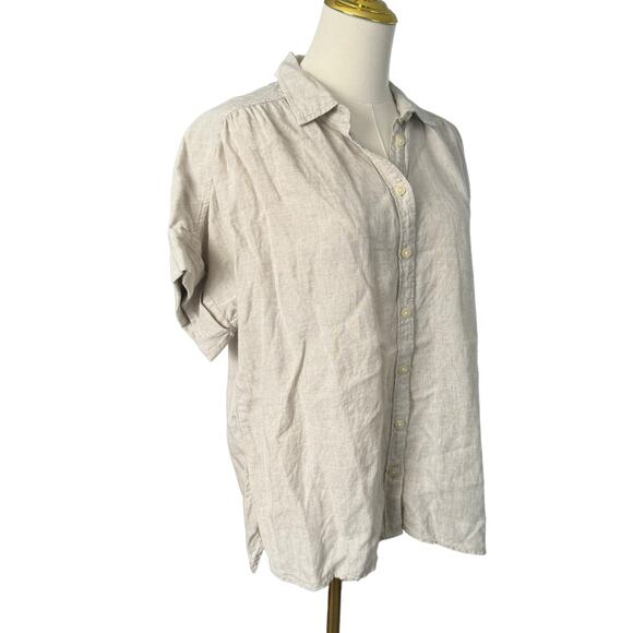 JCREW Baird McNutt Irish Linen Button-Up Shirt Lightweight Preppy Neutral Small - Picture 10 of 14